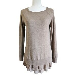 Garnet Hill Sweater Womens S Taupe Brown‎ 100% Cashmere Boho Neutral Luxe Tunic